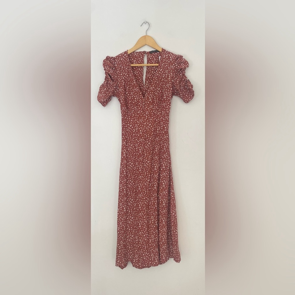 new Abercrombie & Fitch Backless Pink Floral Dress Midi Polka Dot - Picture 9 of 11